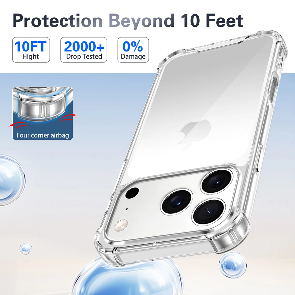 Luxury Transparent Anti-Shock iPhone Case – Compatible with iPhone 17, 16, 15, 14, 13, 12 & 11 (Air/Pro/Pro Max)