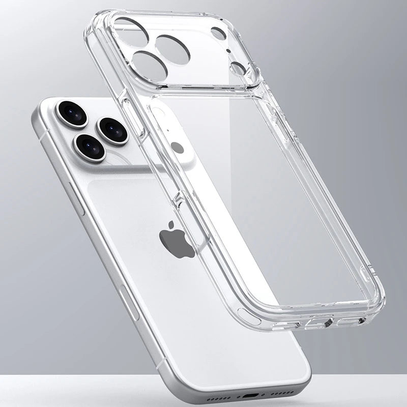 Clear Shockproof iPhone 17 Case – Full Camera Protection Slim PC + TPU Cover (17 / Air / Pro / Pro Max)