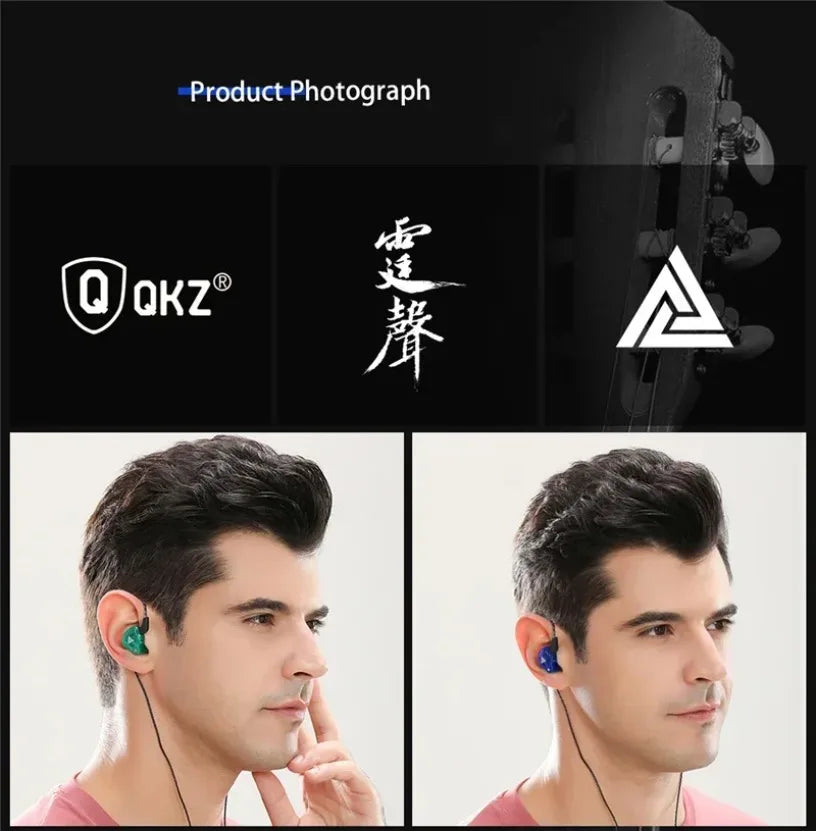 QKZ AK6 Sport In-Ear Headphones – 3.5mm Wired Stereo Earphones with Microphone for iPhone & Android