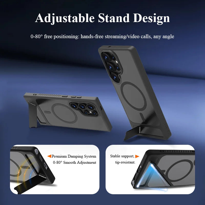Lereach Magnetic Stand Case for Samsung Galaxy S25/S24 Series – Shockproof Drop Protection with Adjustable Kickstand