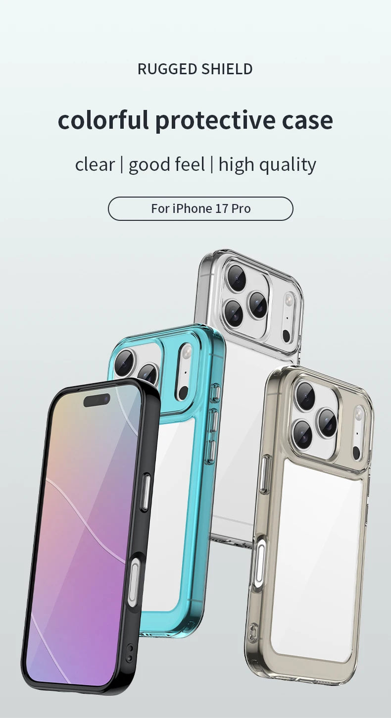 For iphone 17 Pro Case For iphone 17 Air 16 15 Pro Max Cover Coque Funda Hard Translucent Soft TPU Edge Clear Case iphone 17 Pro