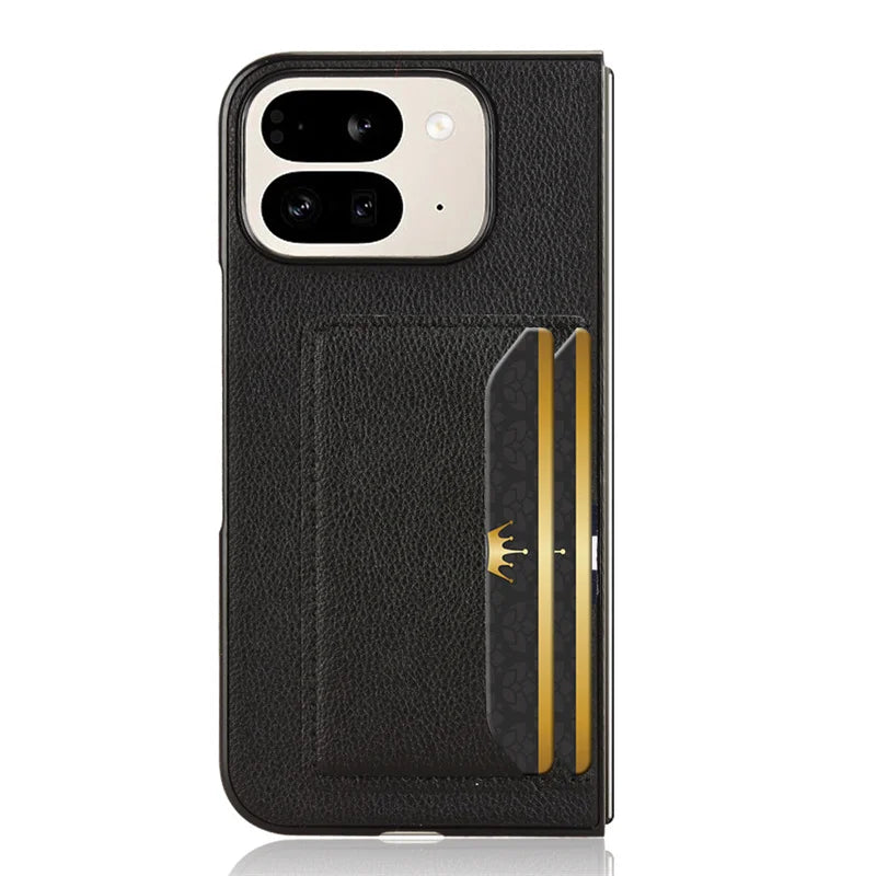 For Google Pixel 9 Pro Fold Case Luxury PU Leather Card Slots Hard Back Cover For Google Pixel 9 Pro Fold Phone Case