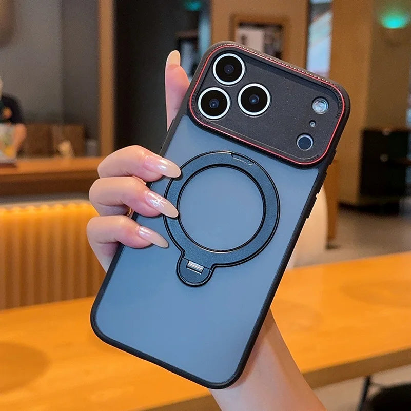 For IPhone 17 16 15 Pro Max AIR Case Luxury Ultra-thin Skin-Friendly Metal Magnetic Ring Holder Shockproof Protection Hard Case