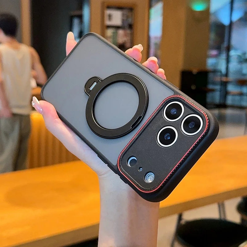 For IPhone 17 16 15 Pro Max AIR Case Luxury Ultra-thin Skin-Friendly Metal Magnetic Ring Holder Shockproof Protection Hard Case