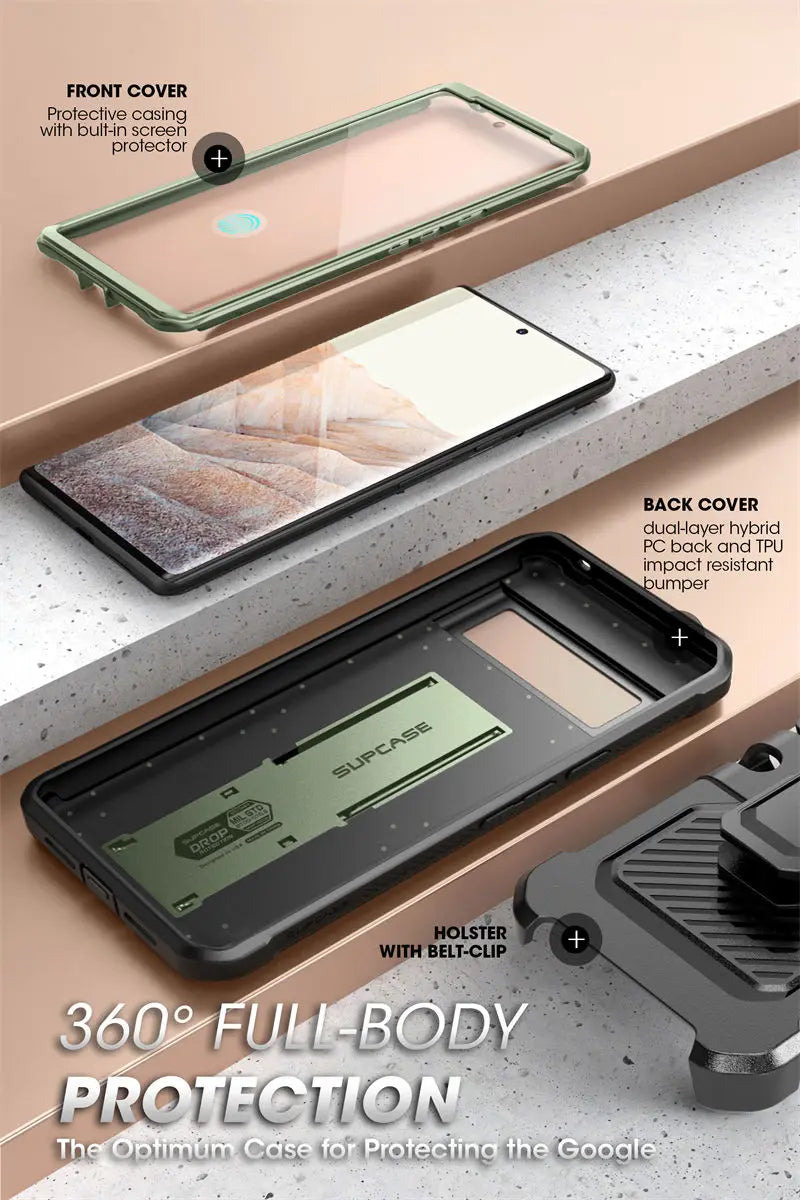 SUPCASE UB Pro Rugged Case for Google Pixel 7 (2022) – Full-Body Shockproof Cover with Kickstand, Holster & Screen Protector