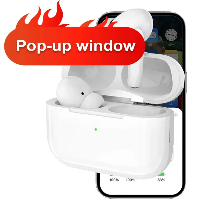 Airs Pro TWS Wireless Earbuds with Siri Pop-Up Window – Bluetooth Earphones with Touch Control, Waterproof & Positioning for iOS