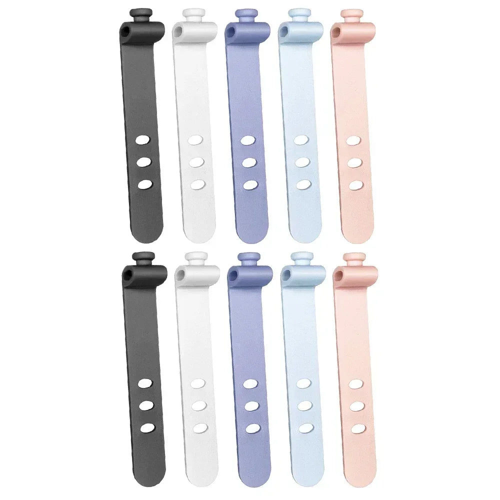 Phone Cable Organizer – 3-Hole Earphone & Charger Cord Management Clips, Data Line Winder Straps