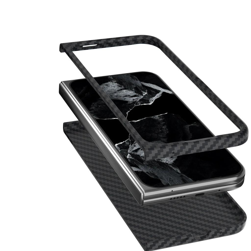 Carbon Fiber Pattern Folding Case Google Pixel 9 Pro Fold Ultra Thin Skin Frosted Shockproof Folding Protective Cover