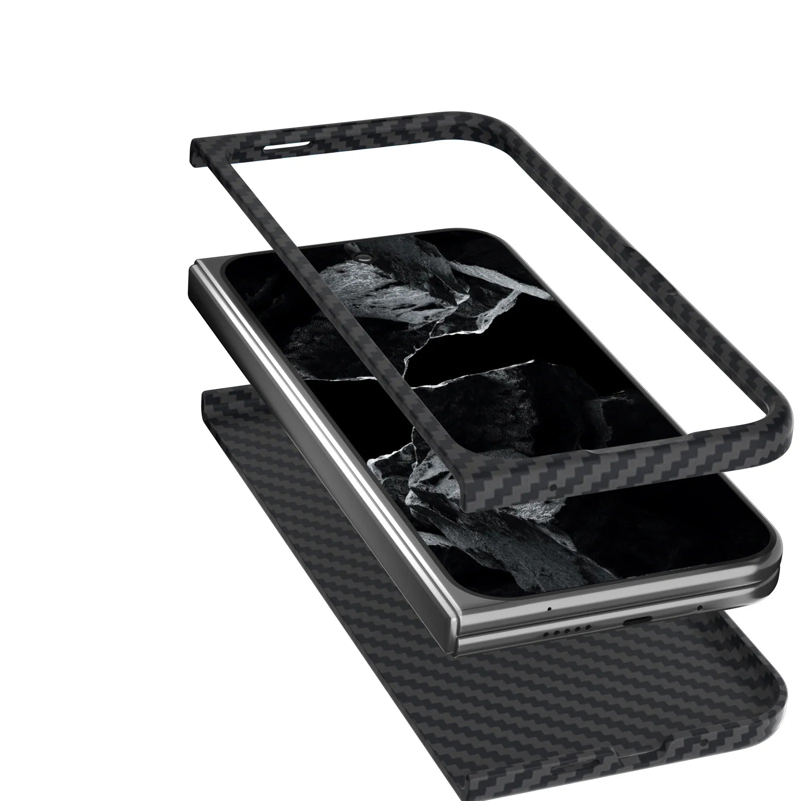 Carbon Fiber Pattern Folding Case Google Pixel 9 Pro Fold Ultra Thin Skin Frosted Shockproof Folding Protective Cover