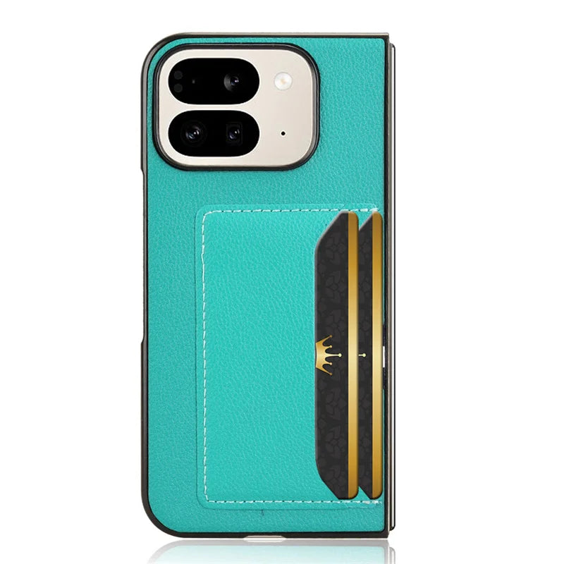 For Google Pixel 9 Pro Fold Case Luxury PU Leather Card Slots Hard Back Cover For Google Pixel 9 Pro Fold Phone Case