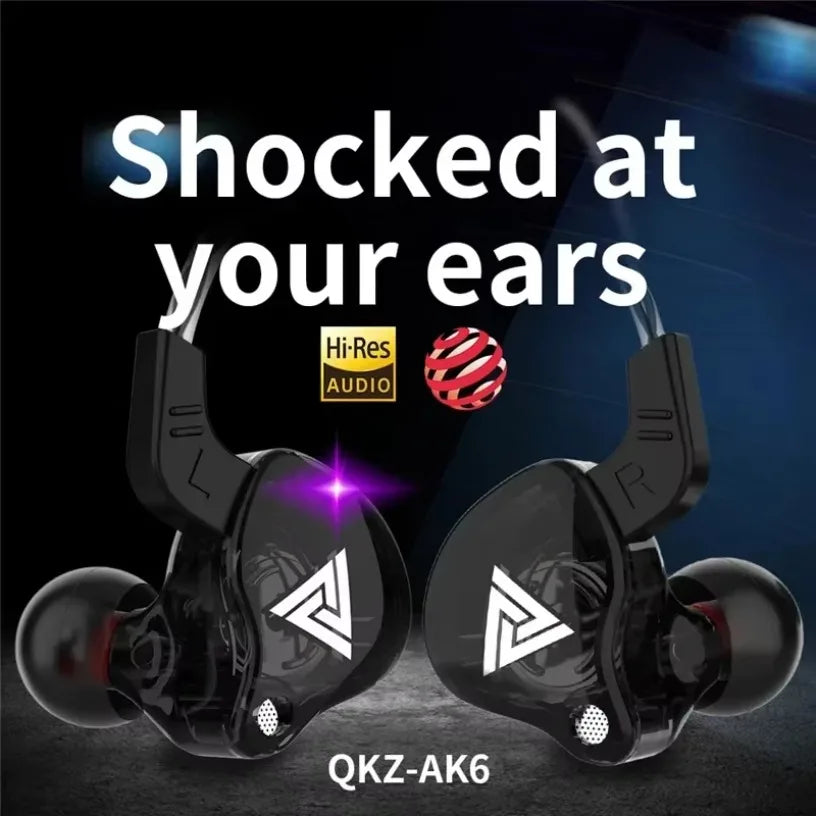 QKZ AK6 Sport In-Ear Headphones – 3.5mm Wired Stereo Earphones with Microphone for iPhone & Android