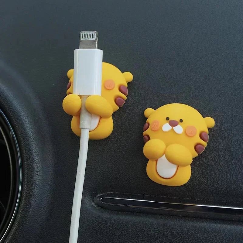 2-Pack Cartoon Cable Organizer Clips – Adhesive Cord Holder for Phone Chargers & Headphones