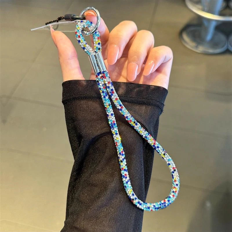 INS Glitter Phone Lanyard – Crystal Wrist Strap Keychain, Anti-Loss Hanging Cord for iPhone & Samsung (Universal)