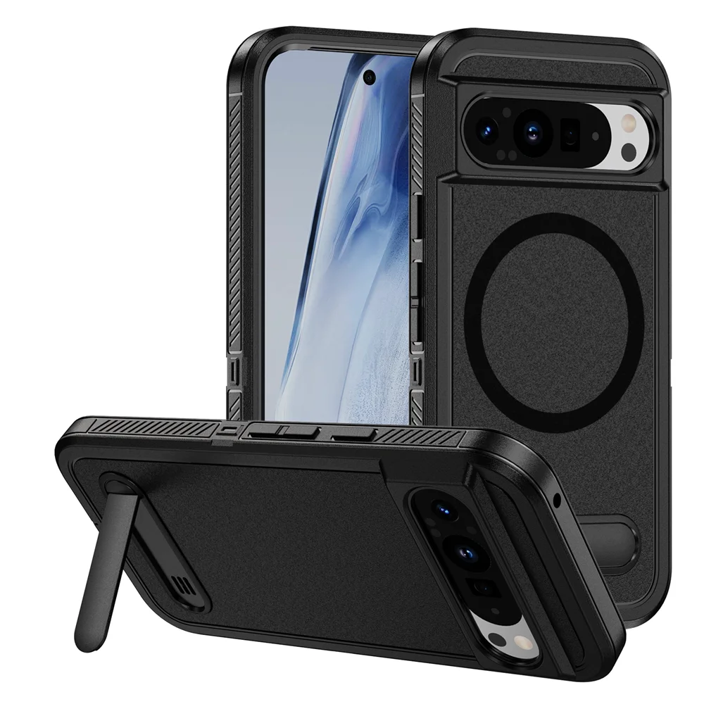 Luxury Magnetic Armor Stand Case for Google Pixel 9/8 Pro XL & 8A – Shockproof Military-Grade Protective Cover