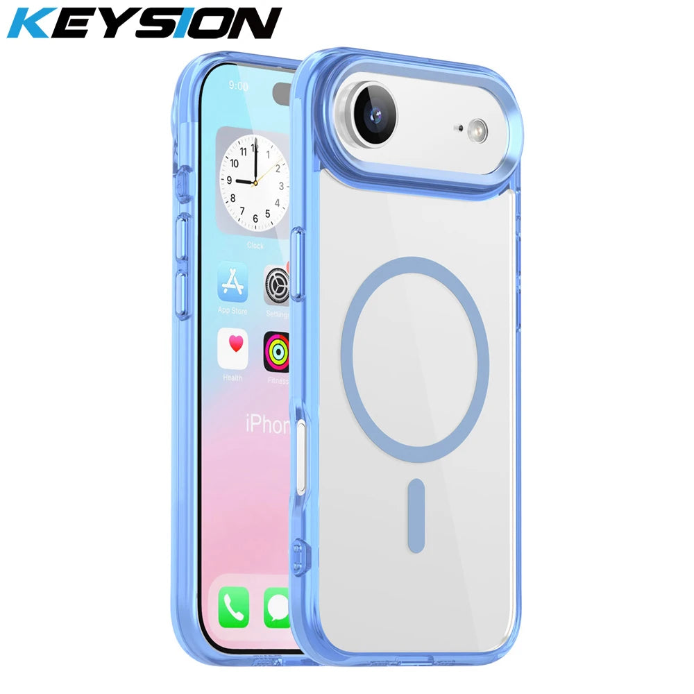 KEYSION Magnetic Transparent Case for MagSafe for iPhone 17 Air 17 Soft TPU+PC Wireless Charging Shockproof Phone HD Clear Cover