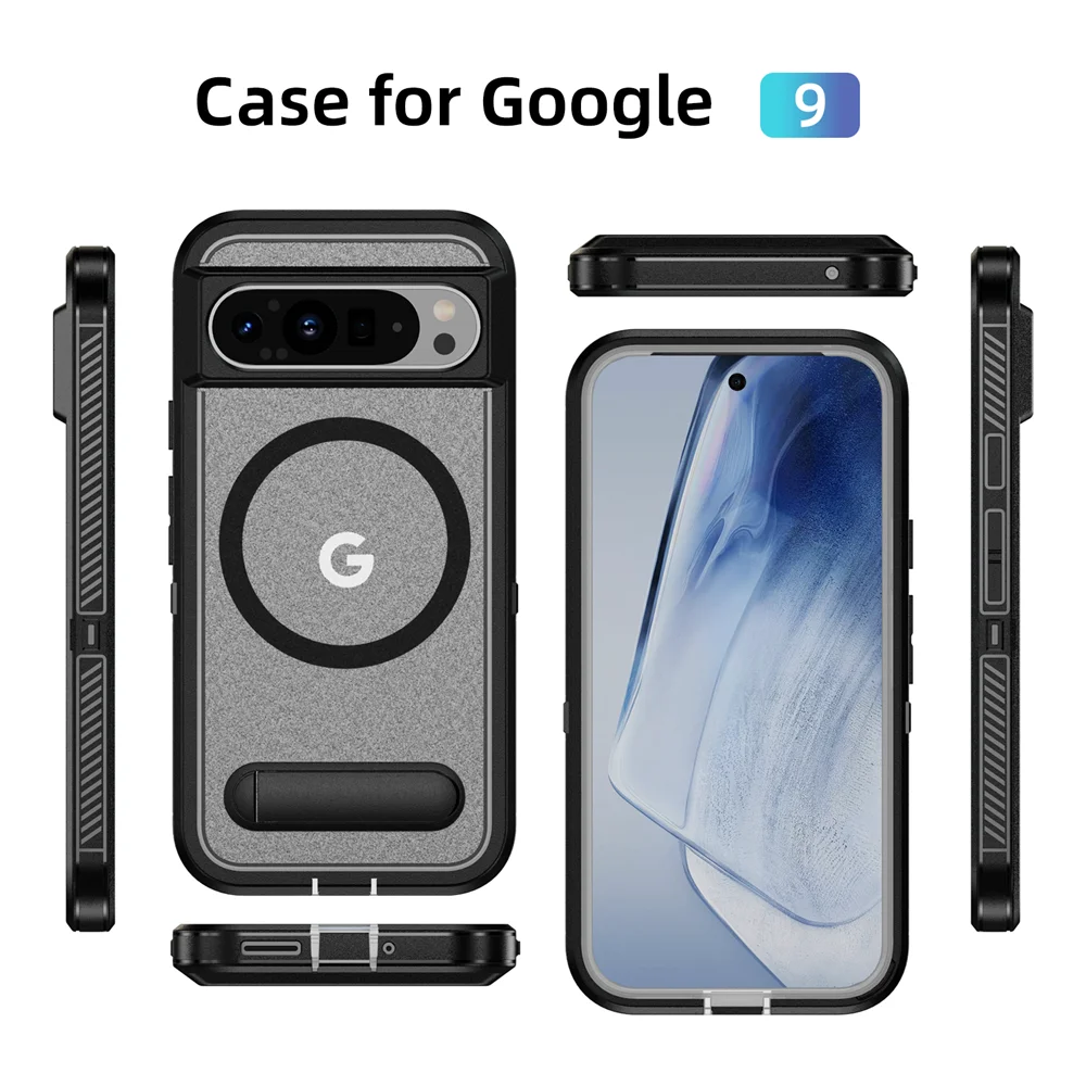 Luxury Magnetic Armor Stand Case for Google Pixel 9/8 Pro XL & 8A – Shockproof Military-Grade Protective Cover