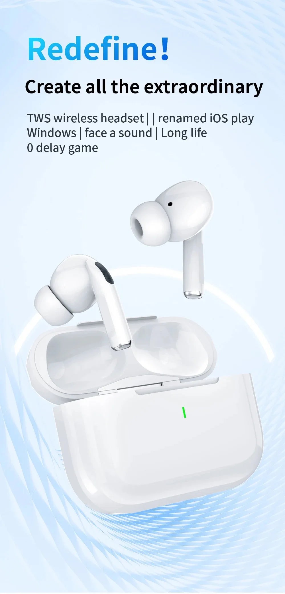 Original Air Pro Bluetooth 5.3 Earbuds – Wireless Earphones Gaming Headset with Mic for iPhone, Apple, Xiaomi & Android Phones