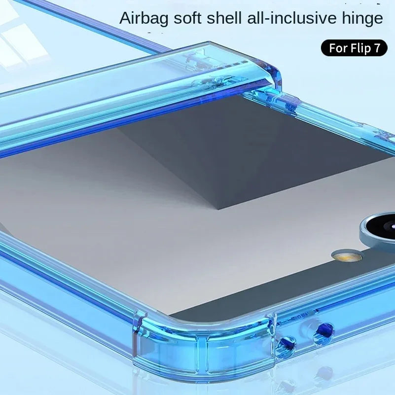 All-Inclusive Shockproof Case for Samsung Galaxy Z Flip 7/6/5/FE – Transparent Hinge Protective Cover with Anti-Drop Corners