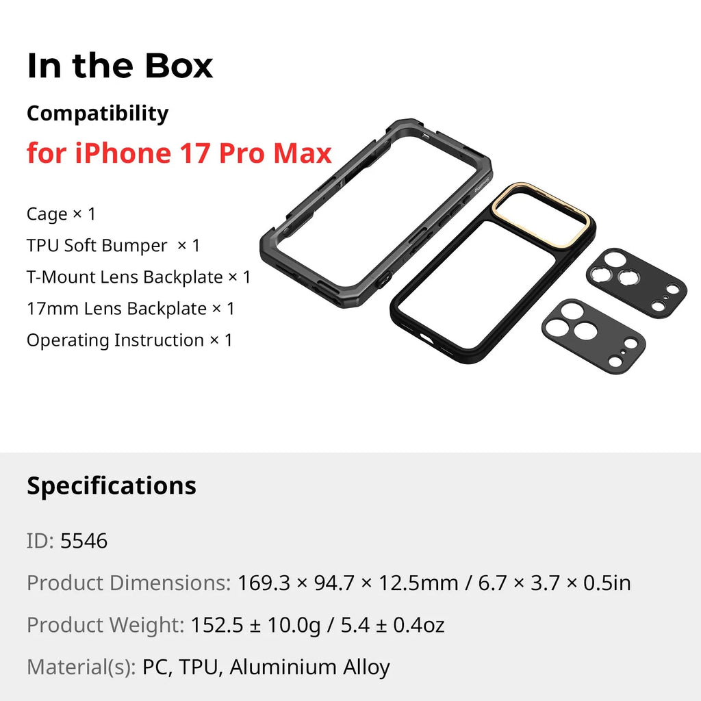 SmallRig iPhone 17 Pro / Pro Max Phone Cage – Professional Mobile Video Rig (Basic Edition)