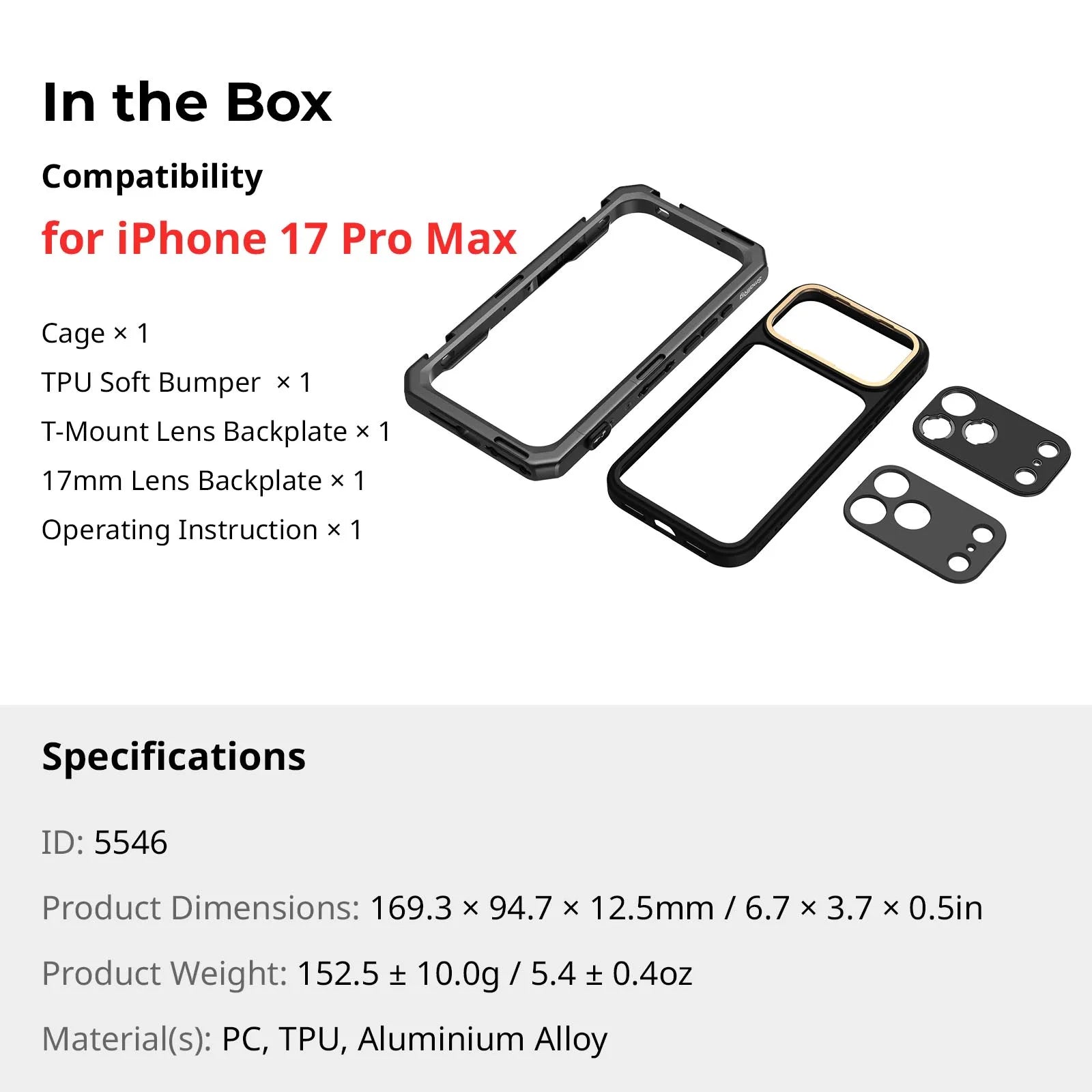 SmallRig iPhone 17 Pro / Pro Max Phone Cage – Professional Mobile Video Rig (Basic Edition)