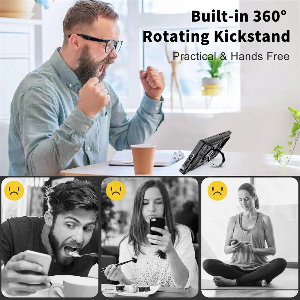 Magnetic Ring Kickstand Wallet Case for Samsung Galaxy S25/S24/S23 Ultra Plus FE & A55–A14 – Heavy Duty Protective Cover