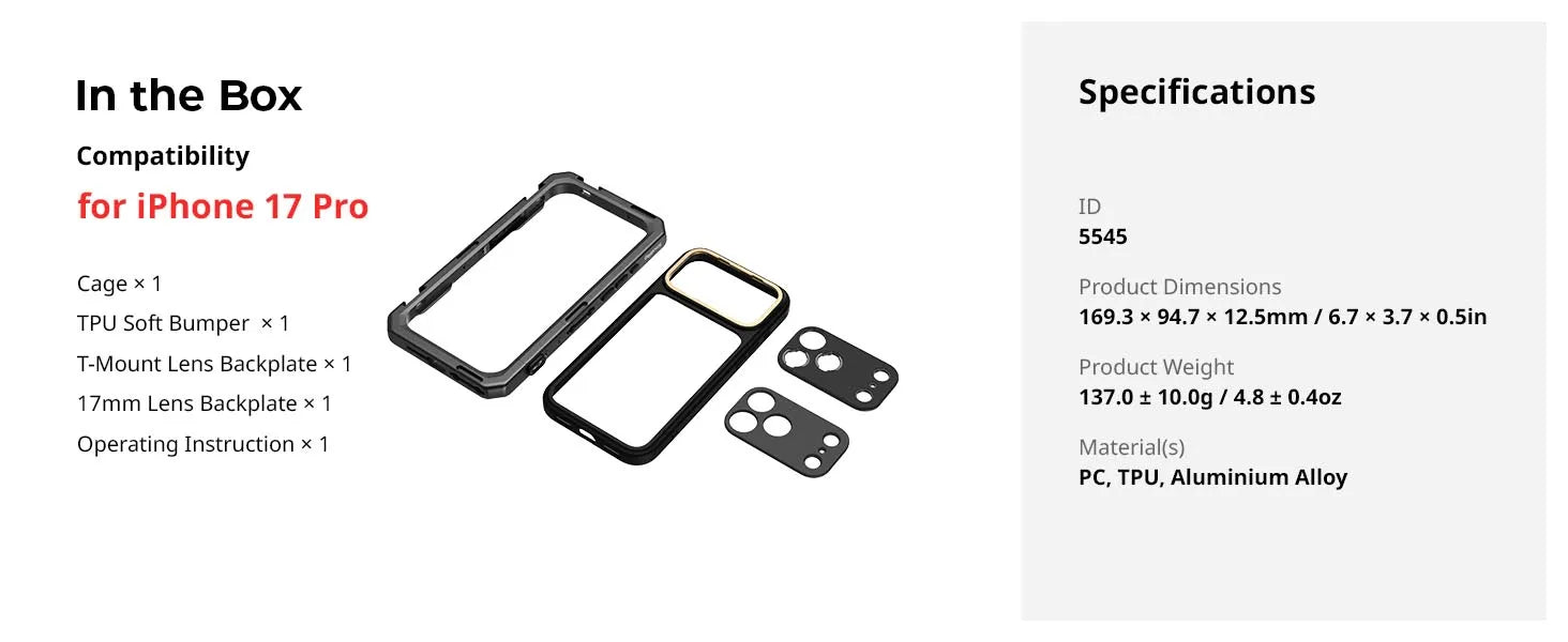 SmallRig iPhone 17 Pro / Pro Max Phone Cage – Professional Mobile Video Rig (Basic Edition)