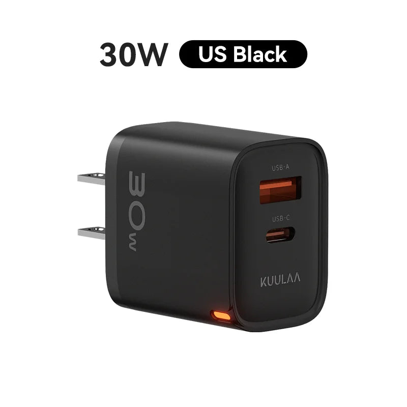 KUULAA 30W GaN USB-C Charger – PD 3.0 QC 4.0 Fast Wall Adapter for iPhone 17/16/15 Pro, Samsung S25, Xiaomi & iPad
