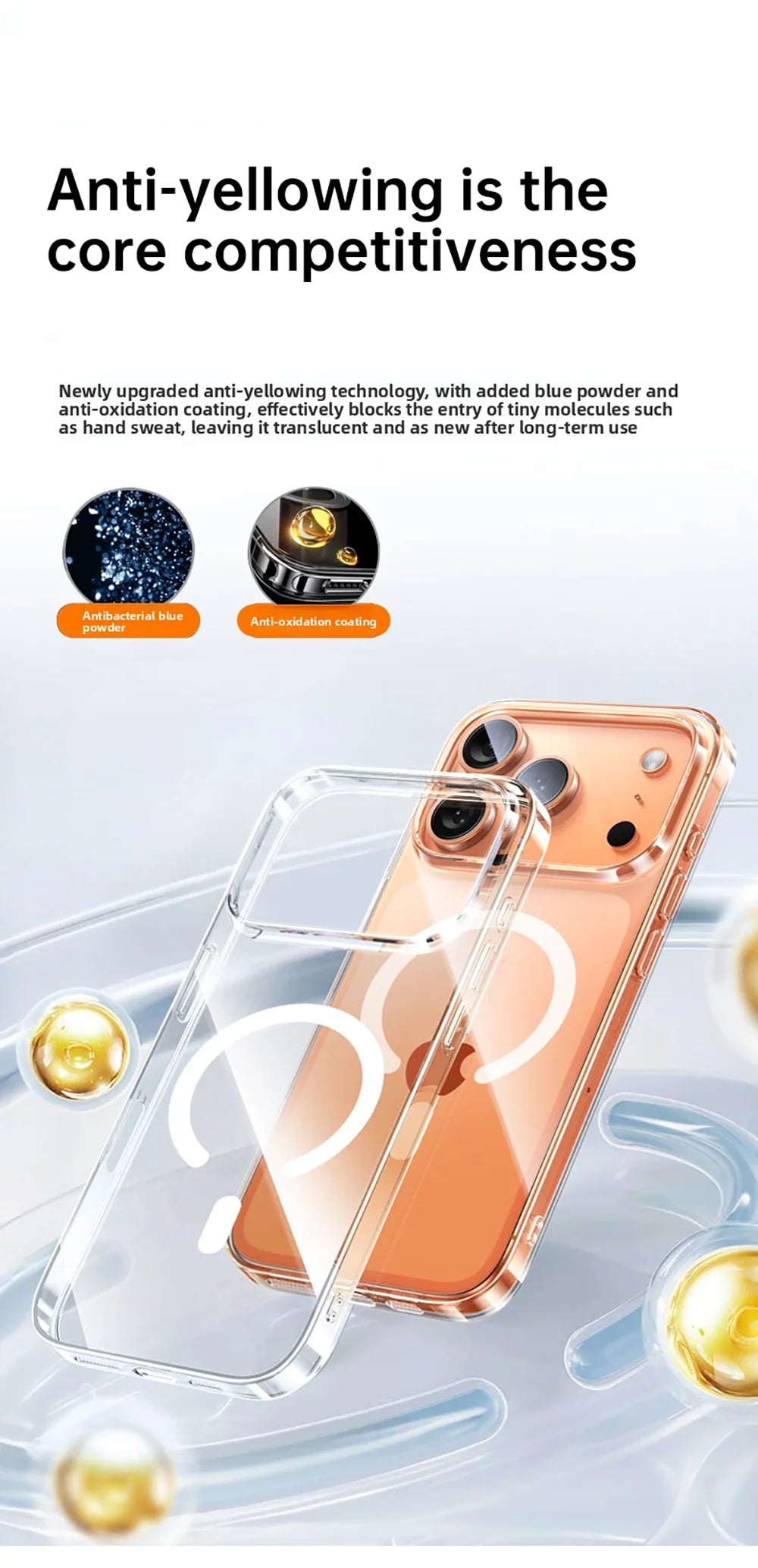 DIVI Magnetic Case for iPhone 17 Pro Max Slim Thin Wireless Charging Magnetic for Magsafe Case Clear Cover Anti-Yellowing