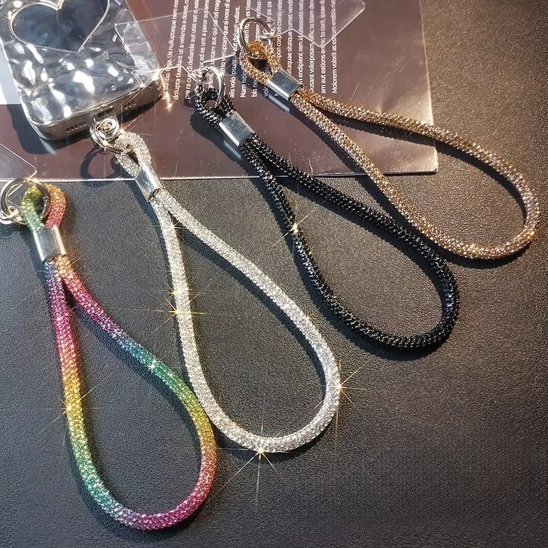 INS Glitter Phone Lanyard – Crystal Wrist Strap Keychain, Anti-Loss Hanging Cord for iPhone & Samsung (Universal)
