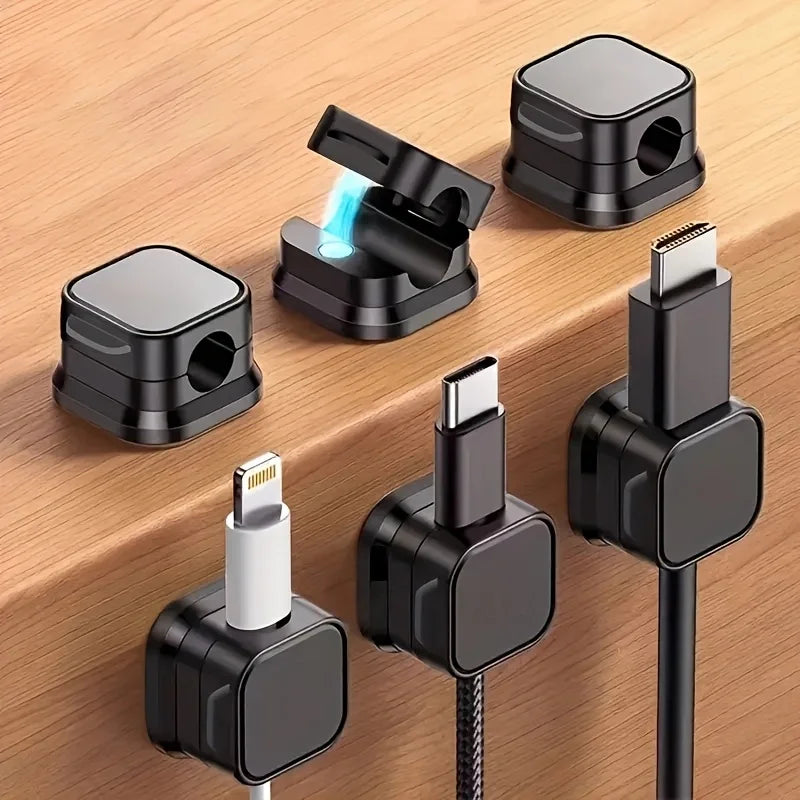 6-Pack Magnetic Cable Clips – Cord Organizer & Desk Cable Management Holder for Wires