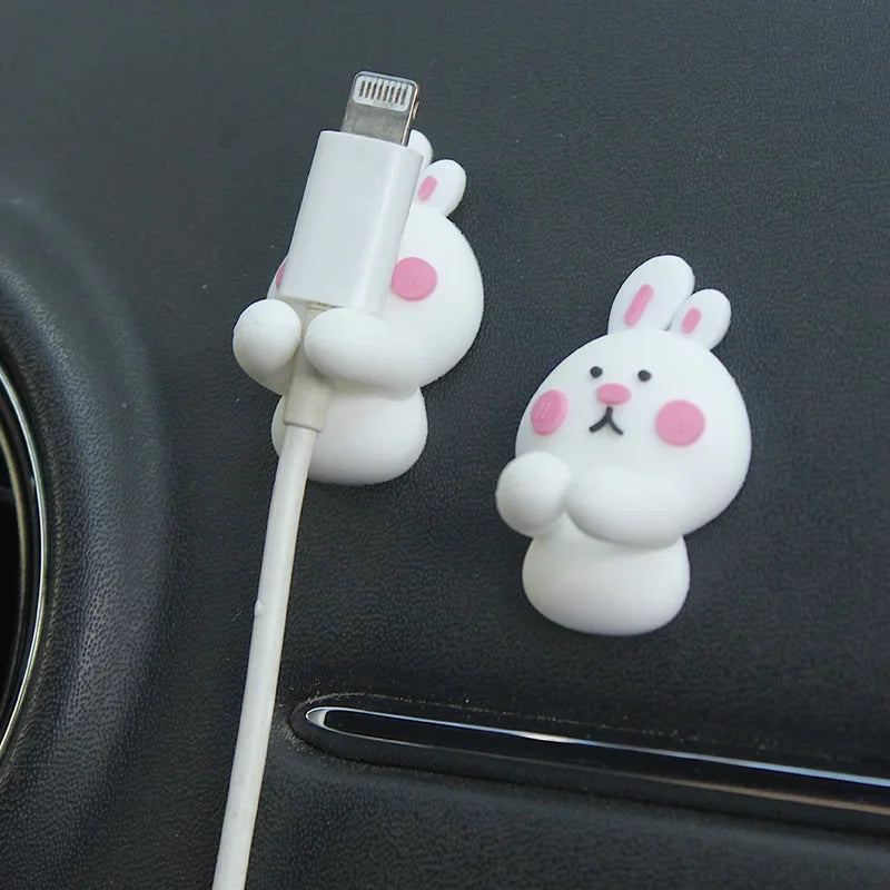 2-Pack Cartoon Cable Organizer Clips – Adhesive Cord Holder for Phone Chargers & Headphones