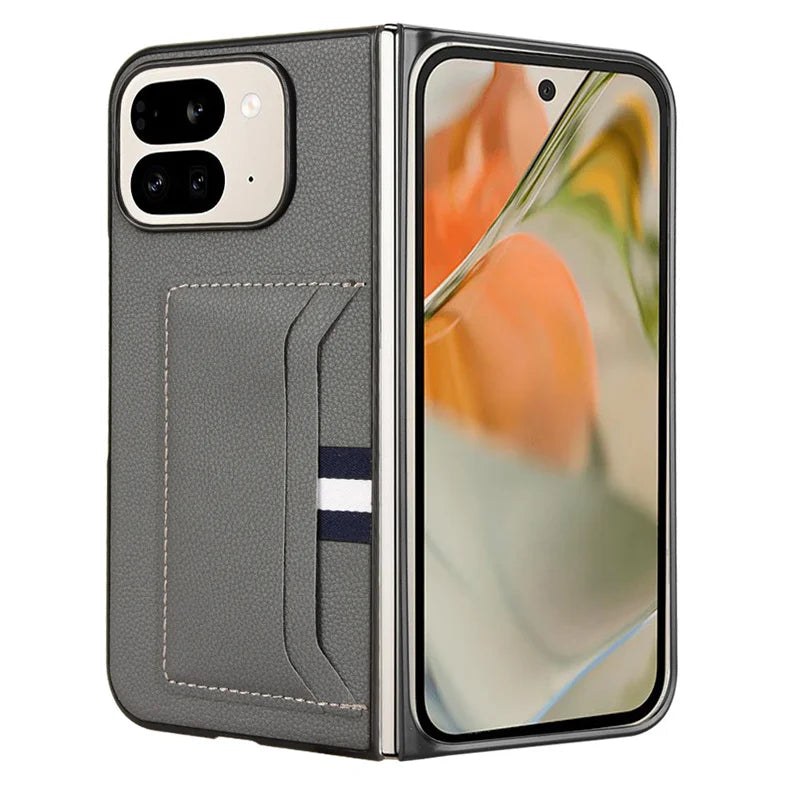 For Google Pixel 9 Pro Fold Case Luxury PU Leather Card Slots Hard Back Cover For Google Pixel 9 Pro Fold Phone Case