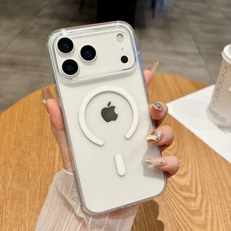 Original For Magsafe Magnetic Case For iPhone 17 Air 16 15 14 13 12 11 Pro Max Plus Mini 16E Wireless Charge Clear Arylic Cover