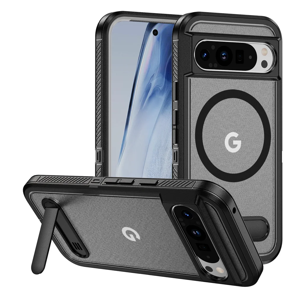 Luxury Magnetic Armor Stand Case for Google Pixel 9/8 Pro XL & 8A – Shockproof Military-Grade Protective Cover
