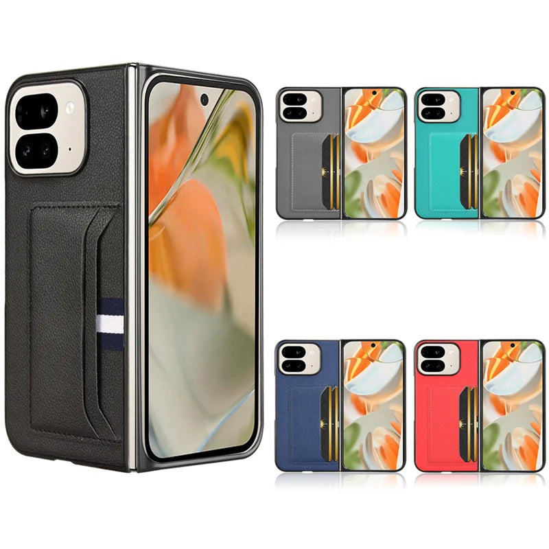 For Google Pixel 9 Pro Fold Case Luxury PU Leather Card Slots Hard Back Cover For Google Pixel 9 Pro Fold Phone Case