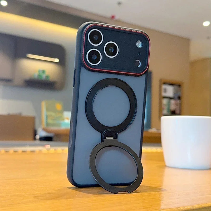 For IPhone 17 16 15 Pro Max AIR Case Luxury Ultra-thin Skin-Friendly Metal Magnetic Ring Holder Shockproof Protection Hard Case