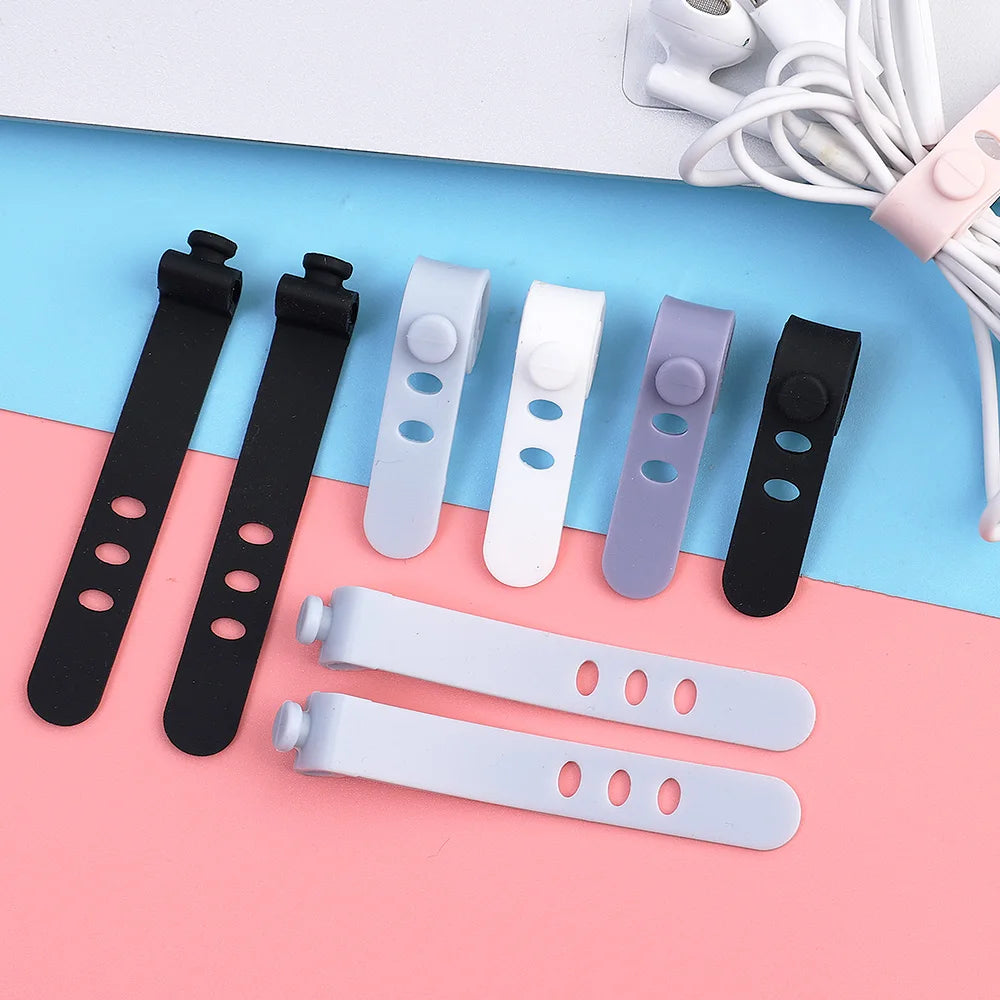 Phone Cable Organizer – 3-Hole Earphone & Charger Cord Management Clips, Data Line Winder Straps
