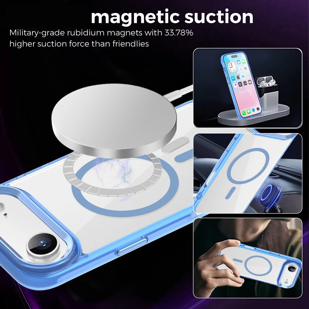 KEYSION Magnetic Transparent Case for MagSafe for iPhone 17 Air 17 Soft TPU+PC Wireless Charging Shockproof Phone HD Clear Cover
