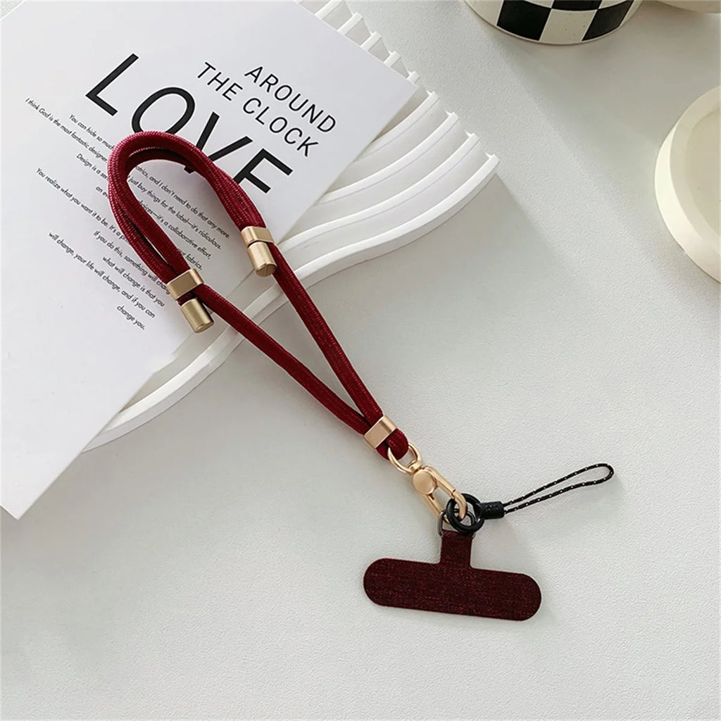 Luxury Metal Nylon Phone Lanyard Strap – Stylish Anti-Loss Wrist Rope & Keychain Accessory