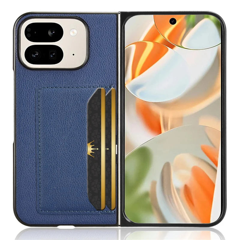 For Google Pixel 9 Pro Fold Case Luxury PU Leather Card Slots Hard Back Cover For Google Pixel 9 Pro Fold Phone Case