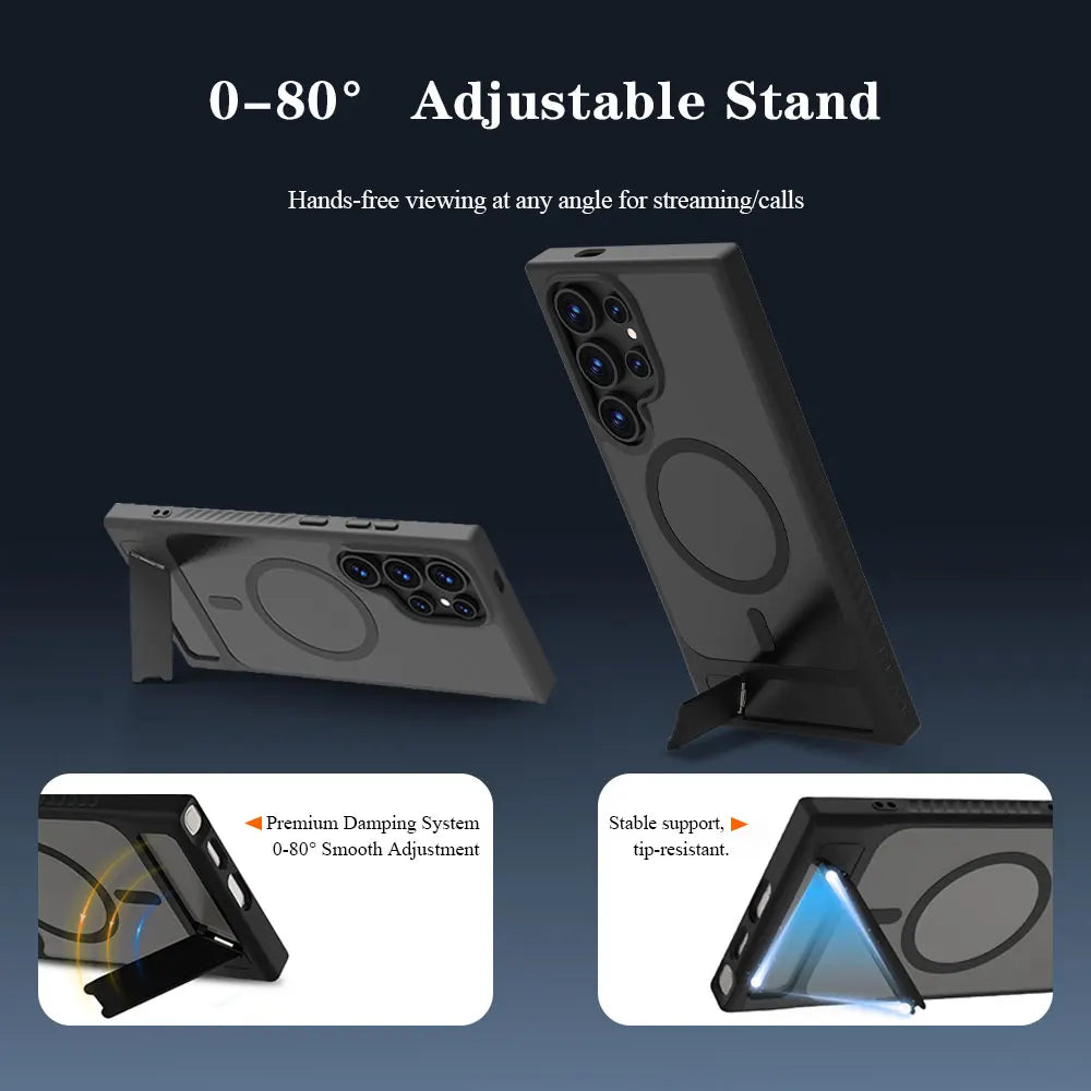 Lereach Magnetic Stand Case for Samsung Galaxy S25/S24 Series – Shockproof Drop Protection with Adjustable Kickstand
