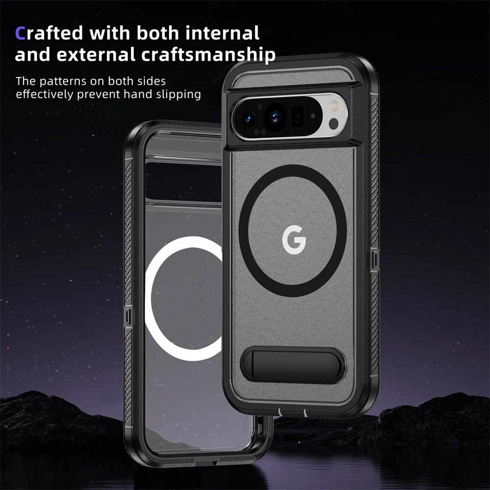 Luxury Magnetic Armor Stand Case for Google Pixel 9/8 Pro XL & 8A – Shockproof Military-Grade Protective Cover