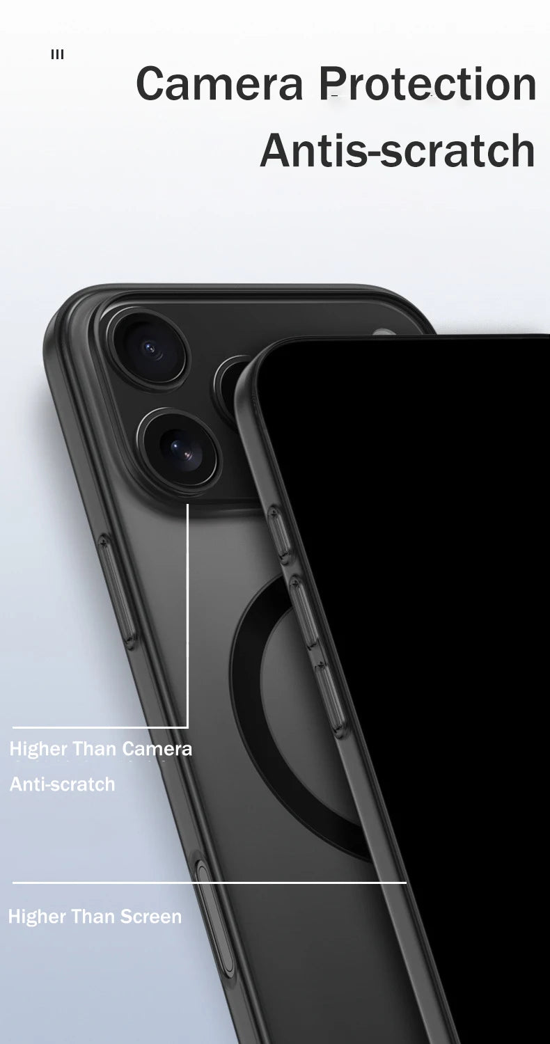 Luxury Matte Magnetic iPhone Case – Ultra Thin MagSafe Wireless Charging PC Cover (17 / Air / 16E / 15 / 14 / 13 / 12 / 11 Pro Max)