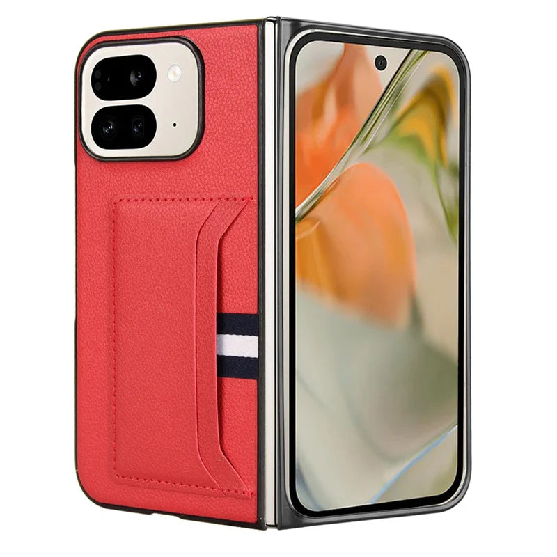 For Google Pixel 9 Pro Fold Case Luxury PU Leather Card Slots Hard Back Cover For Google Pixel 9 Pro Fold Phone Case
