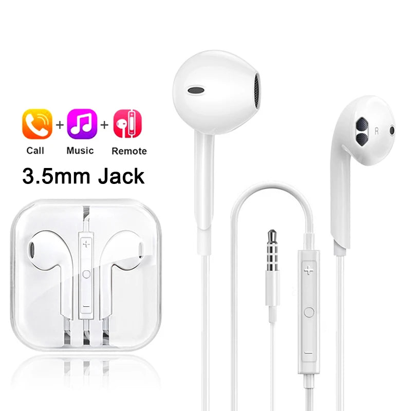 3.5mm Wired Earbuds – Stereo In-Ear Headphones with Mic for iPhone, iPad, Laptops & Tablets