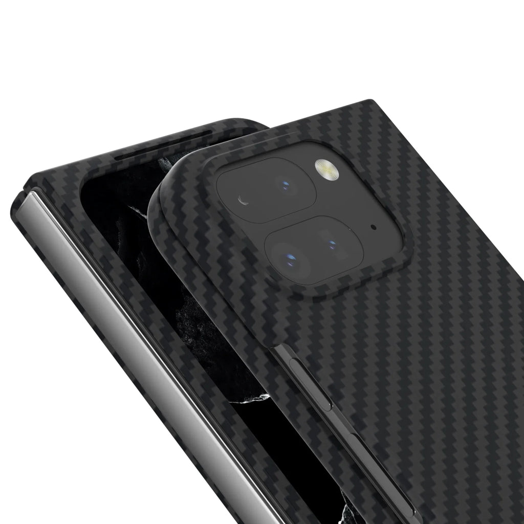 Carbon Fiber Pattern Folding Case Google Pixel 9 Pro Fold Ultra Thin Skin Frosted Shockproof Folding Protective Cover