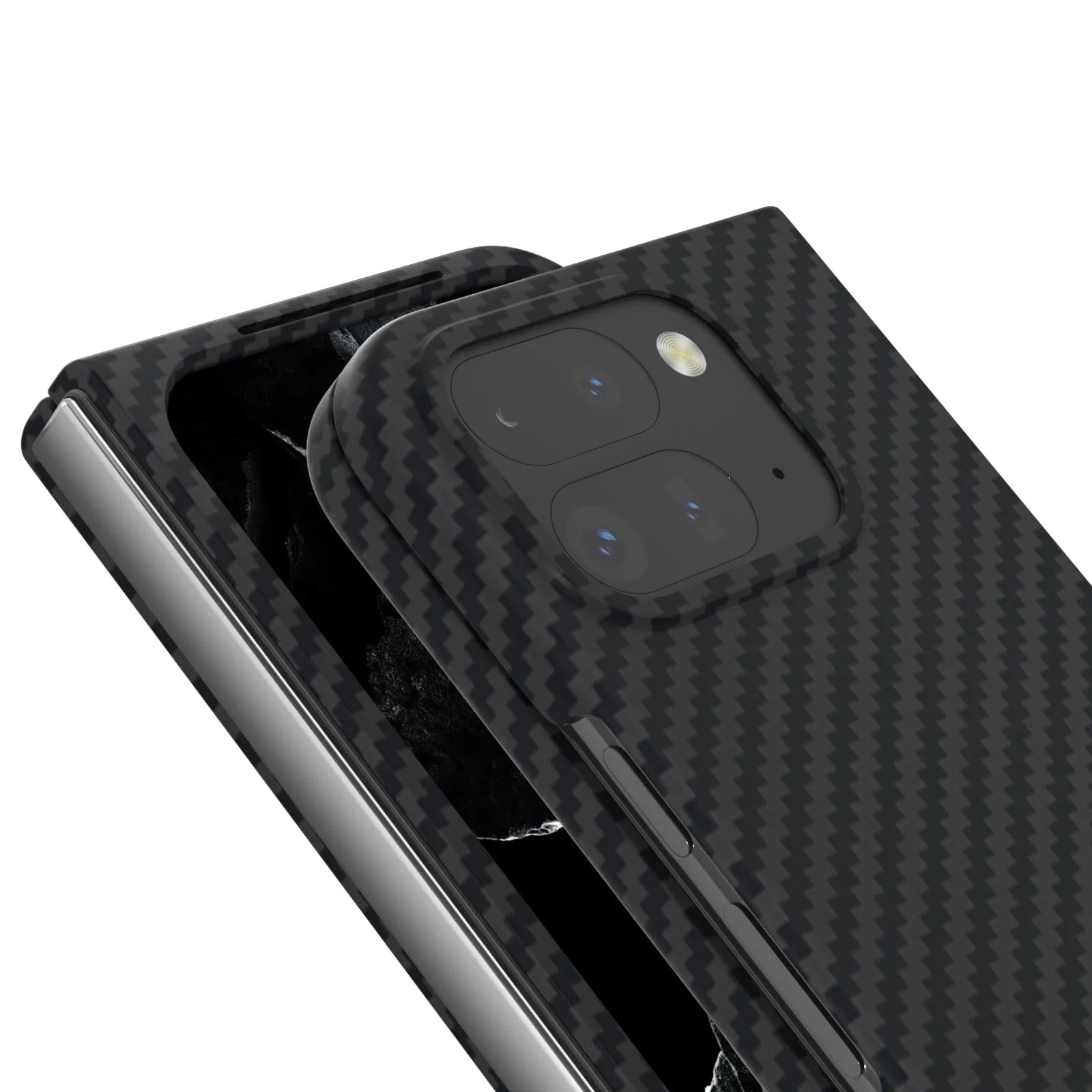 Carbon Fiber Pattern Folding Case Google Pixel 9 Pro Fold Ultra Thin Skin Frosted Shockproof Folding Protective Cover