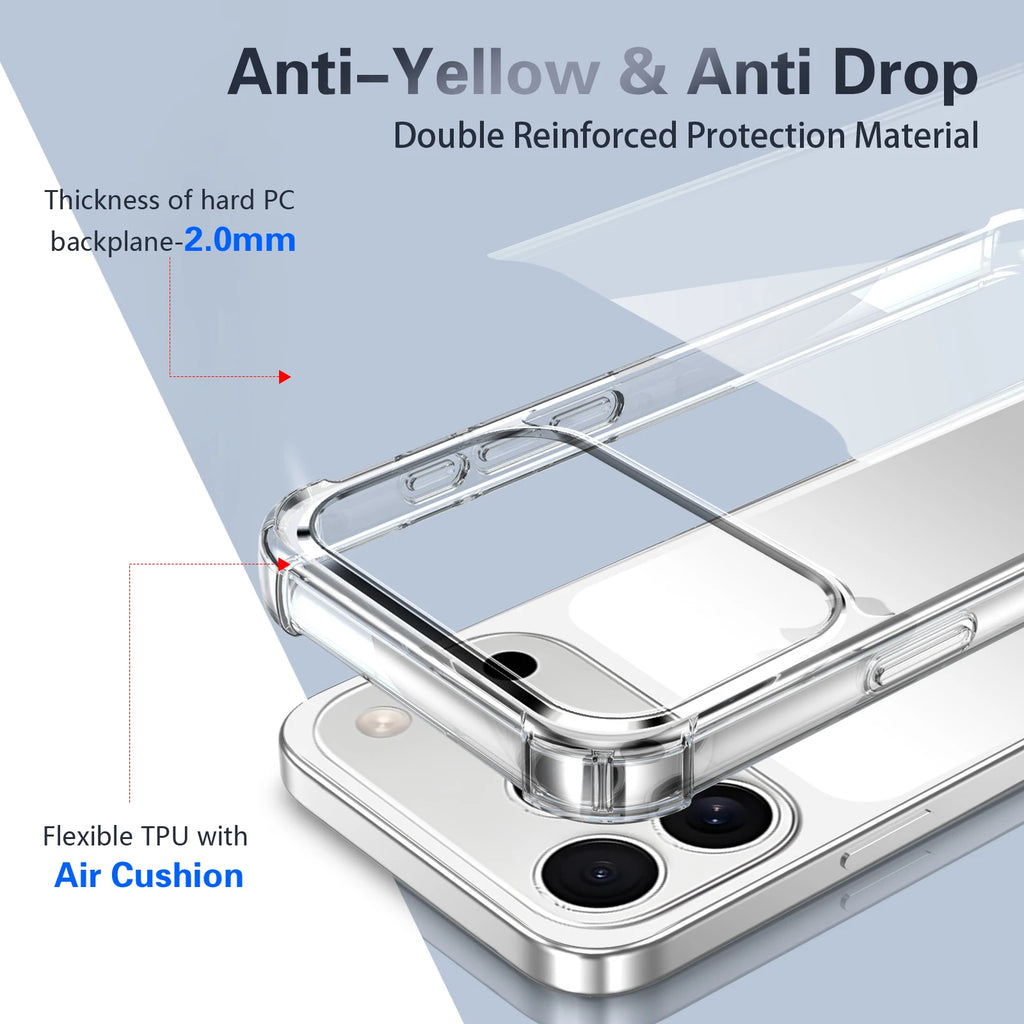 Luxury Transparent Anti-Shock iPhone Case – Compatible with iPhone 17, 16, 15, 14, 13, 12 & 11 (Air/Pro/Pro Max)
