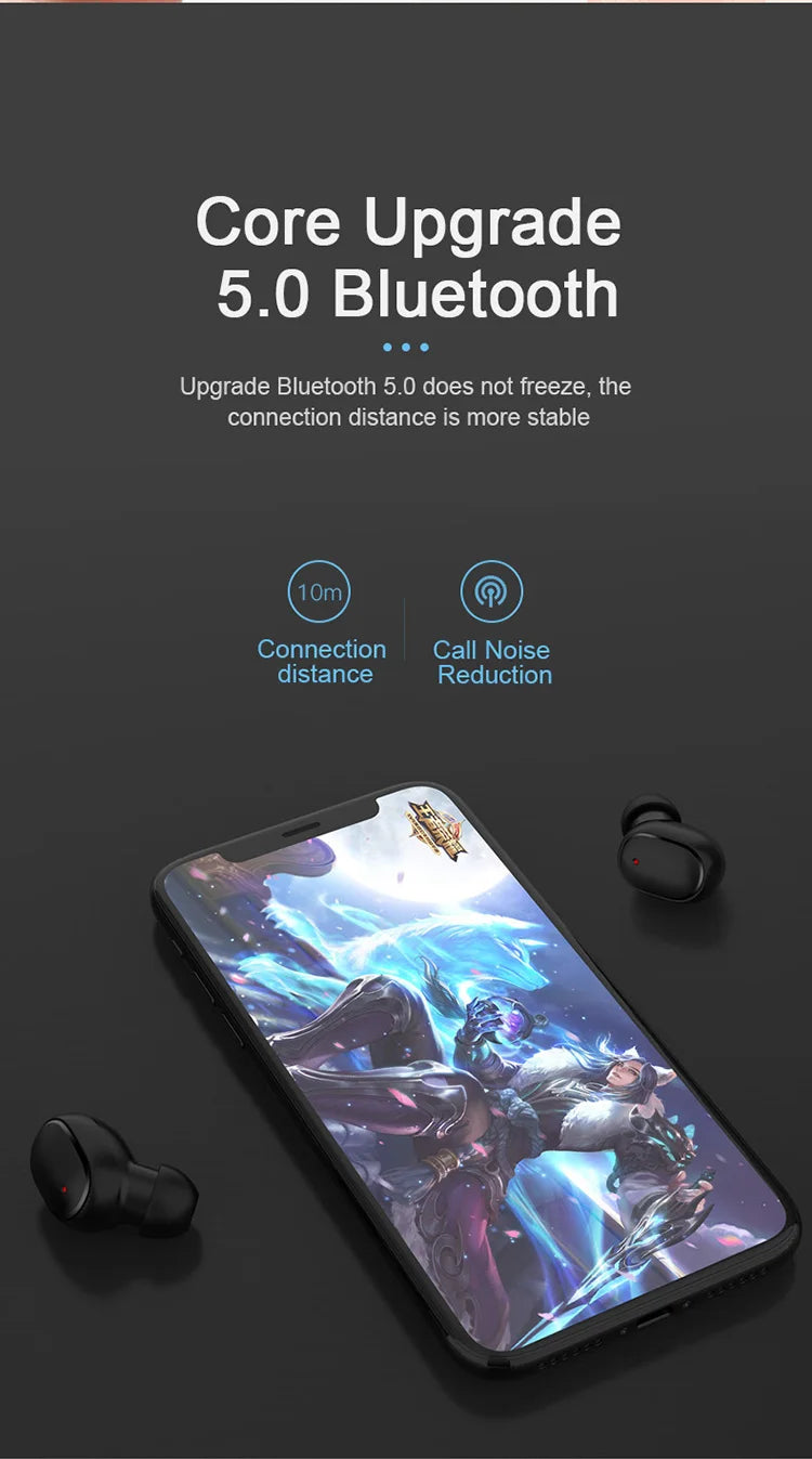 Original A6S TWS Wireless Earbuds – Bluetooth In-Ear Headphones with Mic, Stereo Sound & Sport Design for iPhone, Xiaomi, Huawei