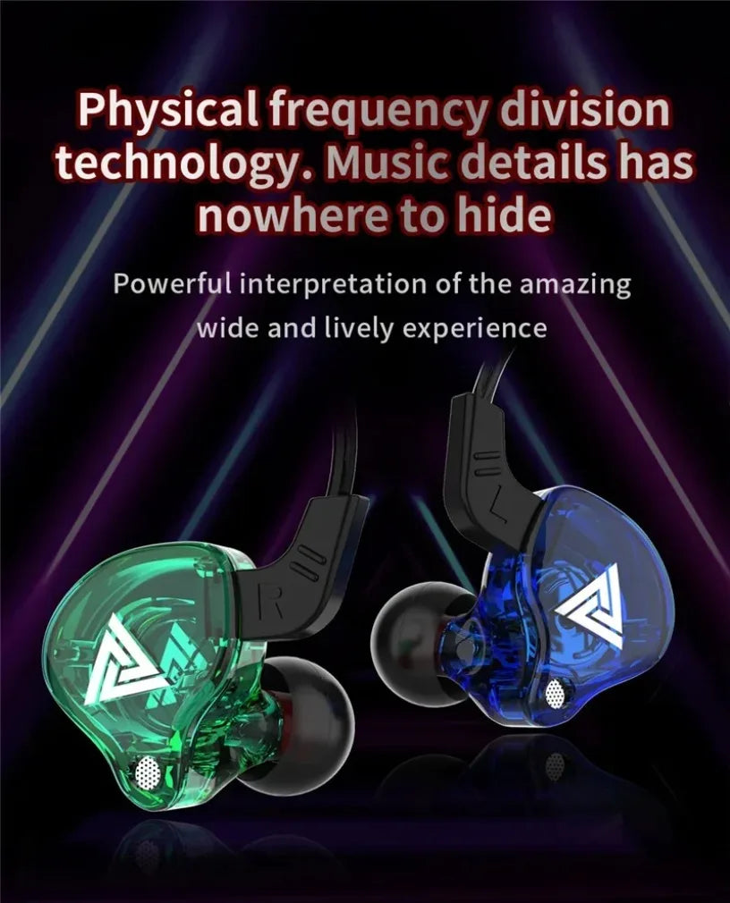 QKZ AK6 Sport In-Ear Headphones – 3.5mm Wired Stereo Earphones with Microphone for iPhone & Android